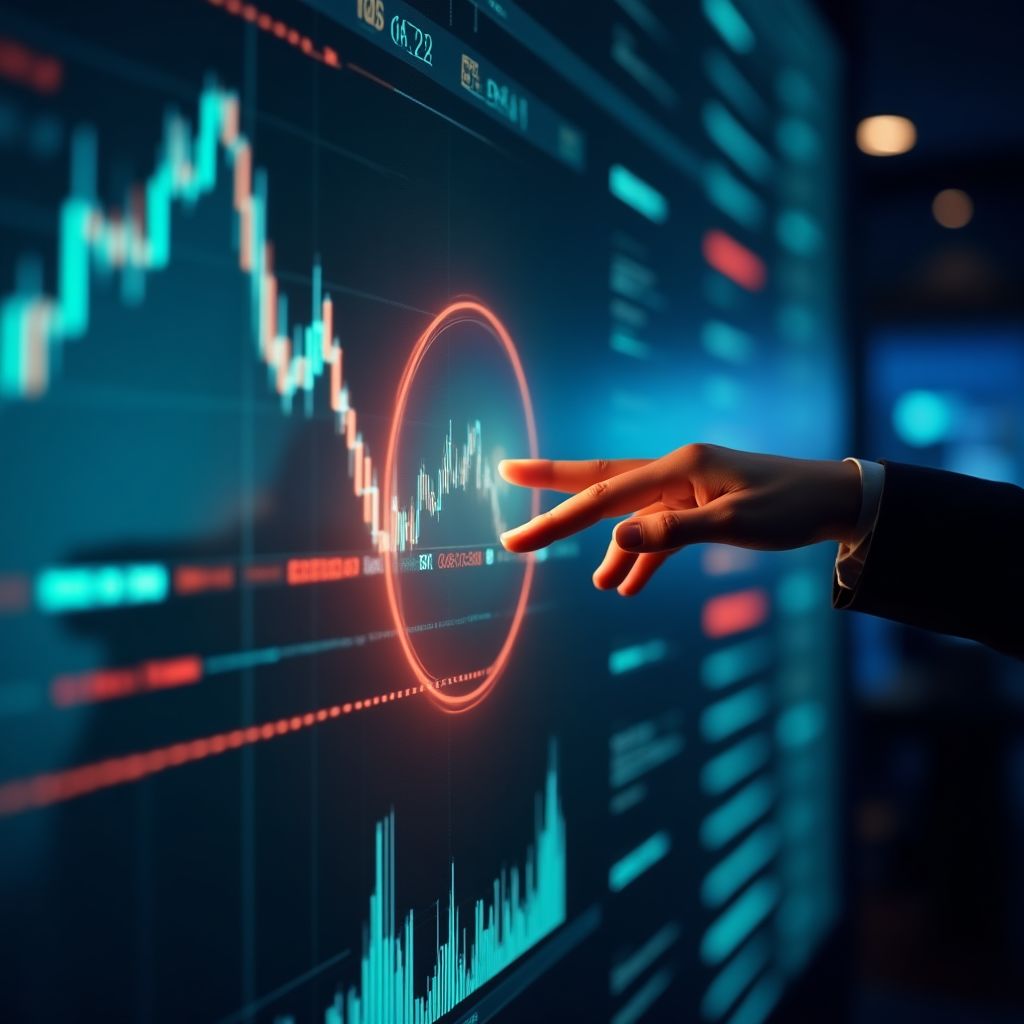 Persona analizando gráficos de inversión en una tableta.
